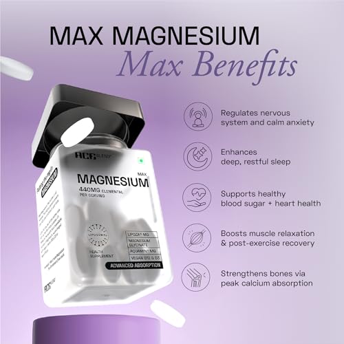 Image of Ace Blend Max Magnesium Glycinate (60 tablets) | 1600mg Triple Complex | 440mg Elemental Magnesium | Calcium, Vegan Vitamin B12 & D3 | Promotes Deep Sleep, Muscle Recovery & Heart Health