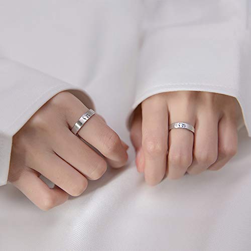 Lovely Cat His & Hers Couple Rings S925 Sterling Silver Adjustable Anniversary Promise Wedding Ring Engagement Finger Bands Endless Love Matching Ring Set Jewelry Gifts for Women Men2