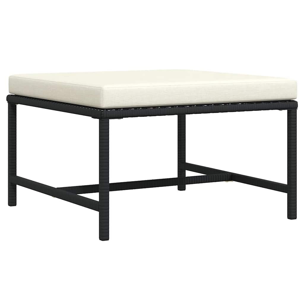 vidaXL Repose-Pied Sectionnel avec Coussin Patio Noir Résine Tressée