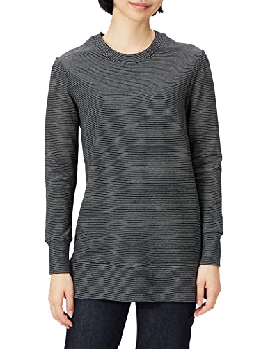 [Daily Ritual] チュニック サイドスリット テリーコットン&モダール リラックスフィット レディース ブラック/ホワイト, ストライプ 2XL