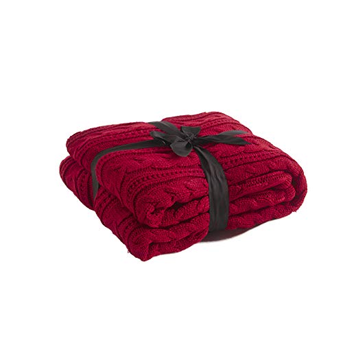 Couverture tricotée en agneau rouge 130x160 cm pour canapé