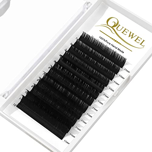 QUEWEL Eyelash Extension Supplies 0.15 C Curl 11mm Classic Individual Lash Extensions|Optinal 0.03/0.05/0.07/0.10/0.15/0.20 C/D Single 8-25mm Mix 8-14mm 15-20mm 20-25mm|(0.15 C 11mm)