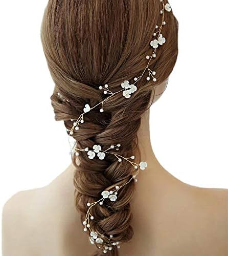 Vogue Hair AccessoriesHandmade Wedding Party Bridal Fancy Hair Clip Headband Hair Accessories Wedding Tiara (50CM) (Gold)
