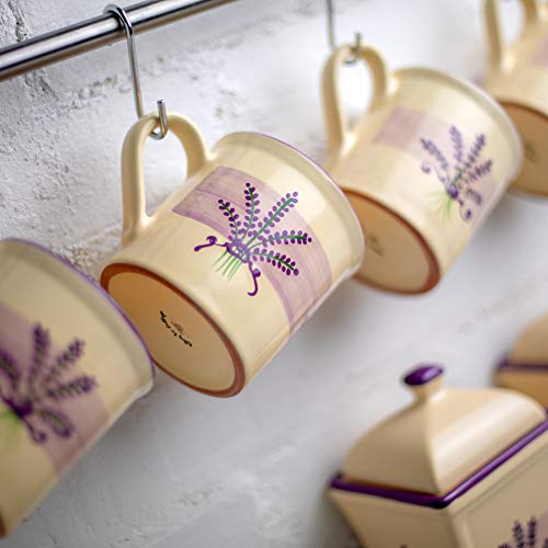 City to Cottage® Lavender Pattern Purple and Cream | Designer Handmade Hand Painted | Unique Ceramic Extra Large 17.5oz/500ml | Hot Chocolate Coffee Tea Mugs Cups with Handle | Gift - Image 4