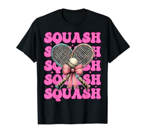 Squash Girl Squash Mom Festa della mamma Rosa Coquette Bow Maglietta