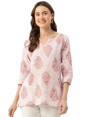 Image of feranoid Designer V-Neck Short Straight Kurti with 3Quarter Sleeves