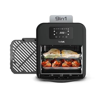 Tefal Easy Fry Oven & Grill 9-in-1 Heißluftfritteuse, 11 L für 6 Portionen, 7 Zubehörteile, 8 Programme, Online-Rezepte, gesunde Fritteuse ohne Öl, schnell & energiesparend, schwarz, FW5018