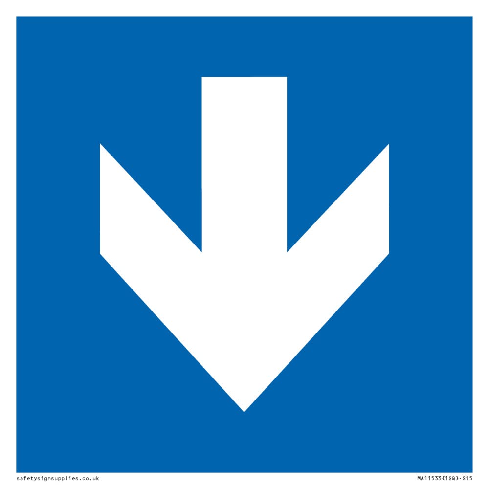 Custom Mandatory: Down arrow Sign - 150x150mm - S15