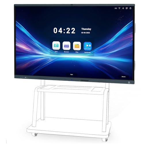 LINGHUFOX 86'' Smart Board, 4K Touch Screen Interactive Whiteboard Display, AI Camera with 8 Mics, Android 13.0 8+128G, All in One Smartboard for Classroom Home Office (Board+Wall Mount)