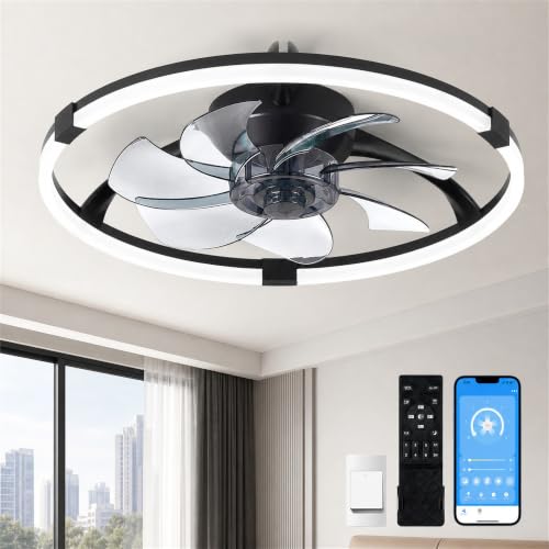 Lujeet Ventilateur Plafond DEL Profil Bas 19.7po, Montage Affleurant
