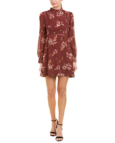 ASTR the label Women's Kirsten Long Sleeve Shift Dress, Wine Multi Floral, X-Small
