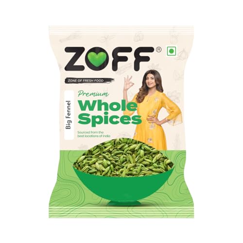 Image of ZOFF Big Fennel Whole- Saunf in Fresh 50gm - for Cooking, Digestion & Refreshing Beverages - Extra-Large, Aromatic, 100% Natural (Pack of 6)