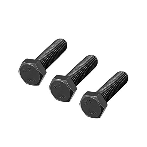 Image of uxcell M8x30mm Hex Head Left Hand Screw Bolts Fastener Carbon Steel Black 3pcs