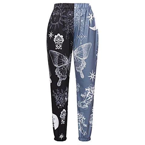Y2K Graphic Cinch Bottom Sweatpants for Women Halloween Skull High Elastic Waist Drawstring Joggers Aesthetic Trousers(A-Grey Black,XL) Cover
