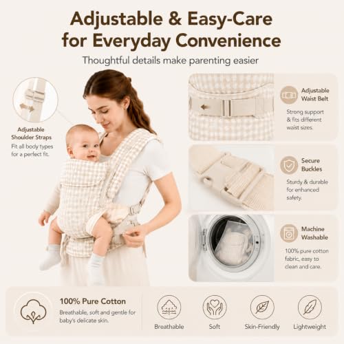 Image of Baby Carrier Newborn to Toddler,Cotton Infant Carrier,7-40lbs Baby Carrier