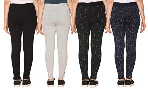 Image of SHAUN Women Free Size (Waist Size-26-34 inch) Stretchable Jegging (Length 37-39 inch Pack of 4)