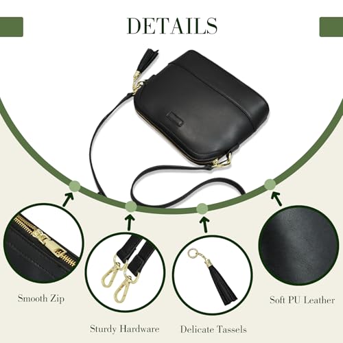 Zip Crossbody Bag for Women, Vegan Leather Phone Purse Shoulder Handbag with Adjustable Strap for Travel/Daily Use3