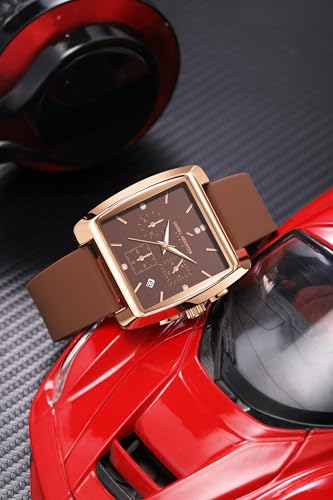 Image of Daniel Hechter Paris Alma Collection Watch for Men Premium Chronograph Watch Black Square Dial Silicone Strap, Multi-Function, Date Display Luxury