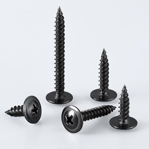 Image of Wensilon(400 pcs)#6x3 /4 inch Phillips Truss Head Wood Screws Black Galvanizing Quick Metal Self Tapping.