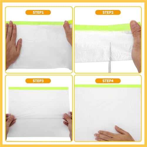Image of 1 Pcs Universal Pre-Taped Masking Film Plastic Cover PE Film Paper White Green 55x2000cm / 65.62ftx21.65 inch Auto Replacement Parts