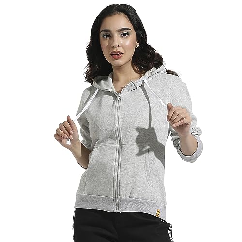 Image of PINACOLADA Women's Zip-Front Hoodie with Angled Open Pockets for Casual Wear | Hooded Neck | Long Sleeve | Zipper Closure | Cotton Sweatshirt Crafted with Comfort Fit for Everyday Wear
