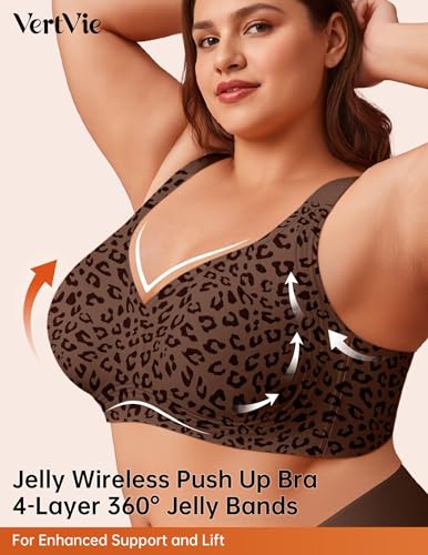 Image of Vertvie Jelly Bras for Women No Underwire Minimizer Support | Plus Size Older Lift, Full Coverage & Smoothing Back, Push Up, Separation & Supportive, Soft Comfy Seamless Wireless Bralette