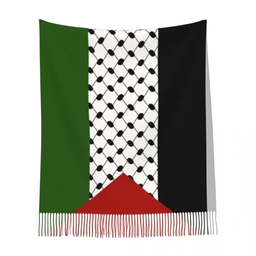 Scarfs For Women - Novelty Palestine Flag Pattern Pashmina Tassels Shawls And Wraps, For Evening Dresses Weddi4