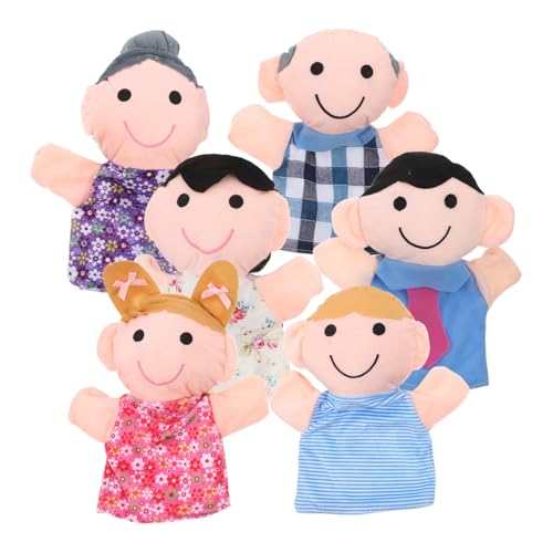 TOYANDONA 6 Piezas De Marionetas De Mano Familiares para Miembros De La Familia Marionetas De Felpa Suave Juego De rol Marionetas De Juguete Abuelos Papá Mamá Hermano Hermana Marioneta De