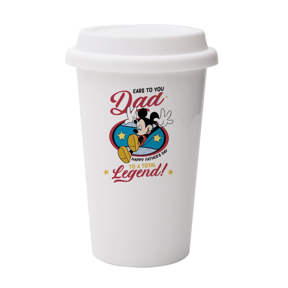 Getagift Father's Day Gift, Ears to You Dad, Legend Dad Gift, Mickey Dad Birthday Gift, Mickey Mug, Christmas,Coffee Mug,Tea Mug Dual Wall Eco Insulated White Ceramic Travel Mug with White Lid.