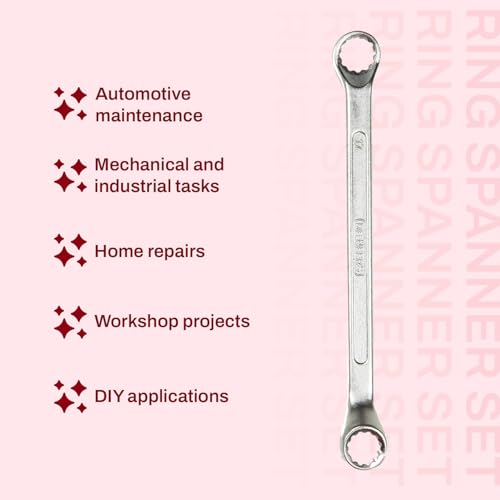 Image of DeNeers 13-12M 12 pc Ring Spanner set (6x7-30x32mm) used in a wide range tasks, from automotive maintenance to general mechanical work.Suitable for Professional, Industrial, Home and DIY use