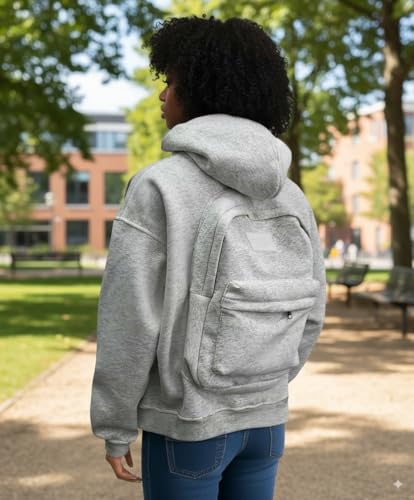 Backpack Hoodie with Built-in Book Bag, Zipper Pocket Travel Sweatshirt Jacket for Men & Women2