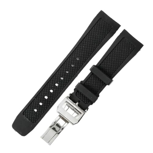 IWC �|���g�M�[�[�V���[�Y IW390211 IW390209 IW390503 IW3907047 �J�[�u�h�C���^�[�t�F�[�X �X�|�[�c �\�t�g�V���R���E�H�b�`�o���h 22mm �ƌ݊�������(Black-Steel-Z7)