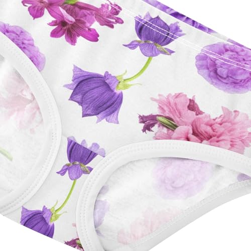 Personalized Toddler Underwear Floral 2t Cotton Little Girl Panties Purple Pink Flowers White Briefs Undies Kids4