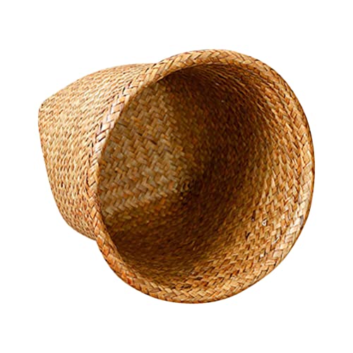 Angoily Poubelle en Osier - Corbeille À Papier Naturelle - Petite Poubelle Ronde Décorative pour Salles De Bains Chambres Bureaux (Hauteur 26 Cm/10. 4 Pouces) Cover