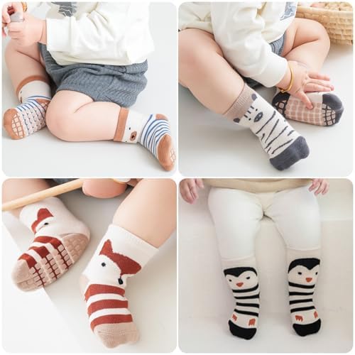 6 paar Jongens Babysokken - Anti-slip - Gestreept | Jongenssokken
