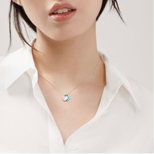 Double Heart Tag Pendant for Tiffany Necklace Women,Sterling Silver with Classic Enamel Charm,18-inch Chain,Elegant Jewelry Gift for Anniversary,Birthday,Graduation,Valentine’s Day - 1