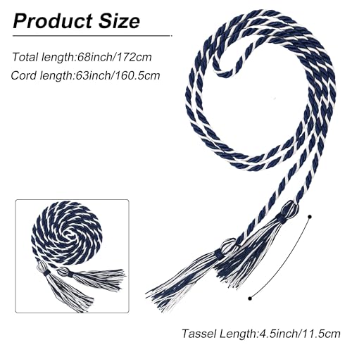Image of GraduationMall Graduation Honor Cord 68 inch NavyWhite