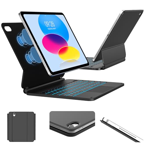 Image of Magic Keyboard Case for iPad A16 11 inch 11th Gen(2025) /10th Gen 10.9 inch(2022) | Multi-Touch Trackpad,7-Color Backlit,Floating Magnetic Stand,Magic-Style Magnetic Keyboard Case,Black