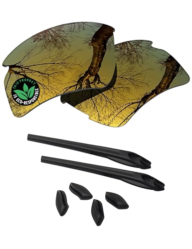 Image of Raydi Polycarbonate Replacement Lenses & Rubber Kits for Oakley Flak 2.0 OO9295 Sunglasses for Men for Women - Flare Gold Mirror - Polarized