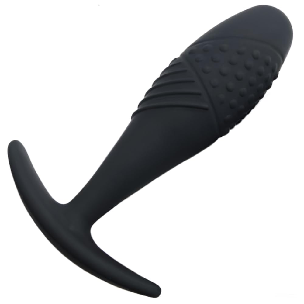 Ribbed Anal Plug for Beginners Soft Silicone Butt Plug with Flared Base Small Anal Plug for Long-Term Wear
