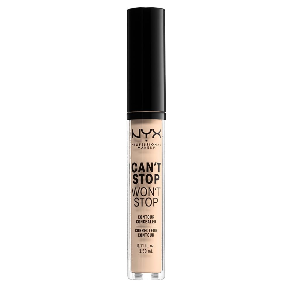 NYX Professional Makeup Can't Stop Won't Stop Contour Concealer korektor do konturowania twarzy w płynie, wodoodporny, kryje niedoskonałości, 04 Light Ivory, 3,5 ml