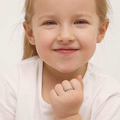 925 Sterling Silver Clear Cubic Zirconia Heart Ring Band for Girls & Teens Sizes 2,3,4 & 5 - Stunning Clear CZ Rings For Any Girls Formal Occasion - Adorable Birthday Jewelry Gift For A Young Girl3