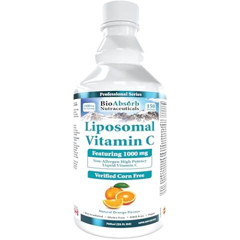 Bio Absorb Liposomal Vitamin C 1000mg. 150 Servings of Corn-Free Liquid Vitamin C. Non GMO. Soy-Free. Vegan. Natural Orange Flavor (25oz) Cover