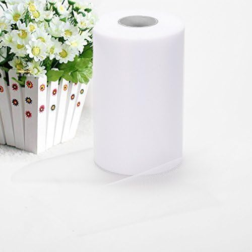 Haperlare 6 Inch x 200 Yards (600FT) White Tulle Rolls Tulle Spool White Tulle Fabric Rolls Wedding Tulle for Gift Bow Craft Tutu Skirt Wedding Party Decorations