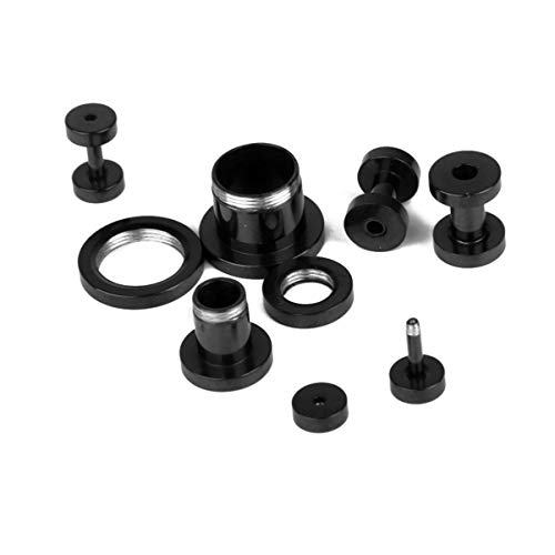Lurrose 16 peças/conjunto de alargadores de orelha de aço inoxidável preto, alargador de orelha inte
