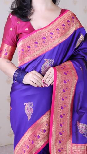 Image of SGF11 Women's Kanjivaram Pure Soft Silk Saree With Blouse Piece