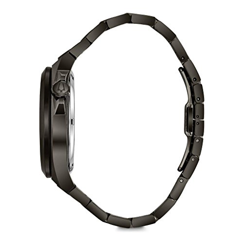 Bulova-Sport-Style-In-Gunmetal-Case-Open-Aperture-Black-Dial-Watch-With-Silvertone-Accents