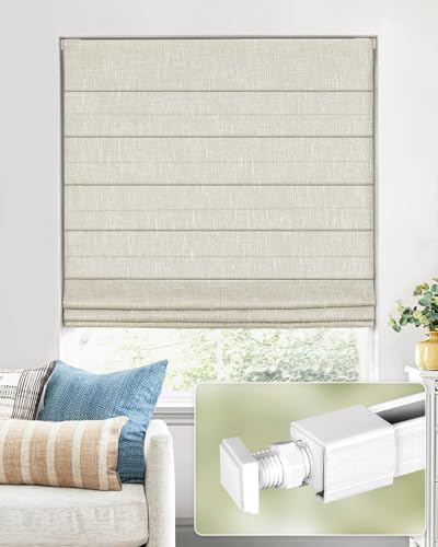 UNISHADES No Tools No Drill Cordless Roman Shades for Indoor Windows 100% Blackout, for Window Size...