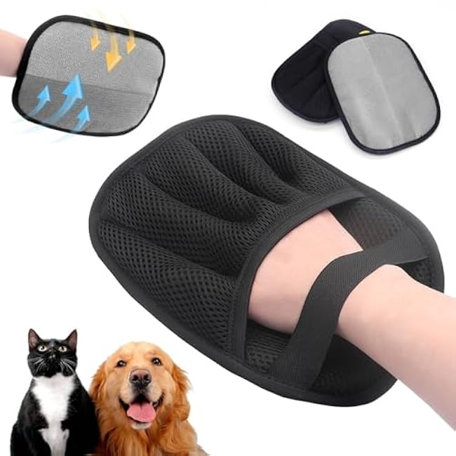 2025 New Upgraded Electrostatic Pet Hair Removal Gloves - Reusable Cat Hair Remover & Dog Hair Removal Mitt with Elastic Cuff & Finger Loops for Furniture, Bedding, Car (1pcs)-YoCjMdXo