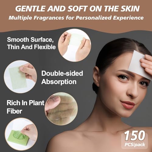 5 packs oil blotting sheets for face - maqihan 5 scents750 counts oil absorbing sheets blotting paper for oily control skin paper face oil sheets premium bamboo charcoal blotter paper for women